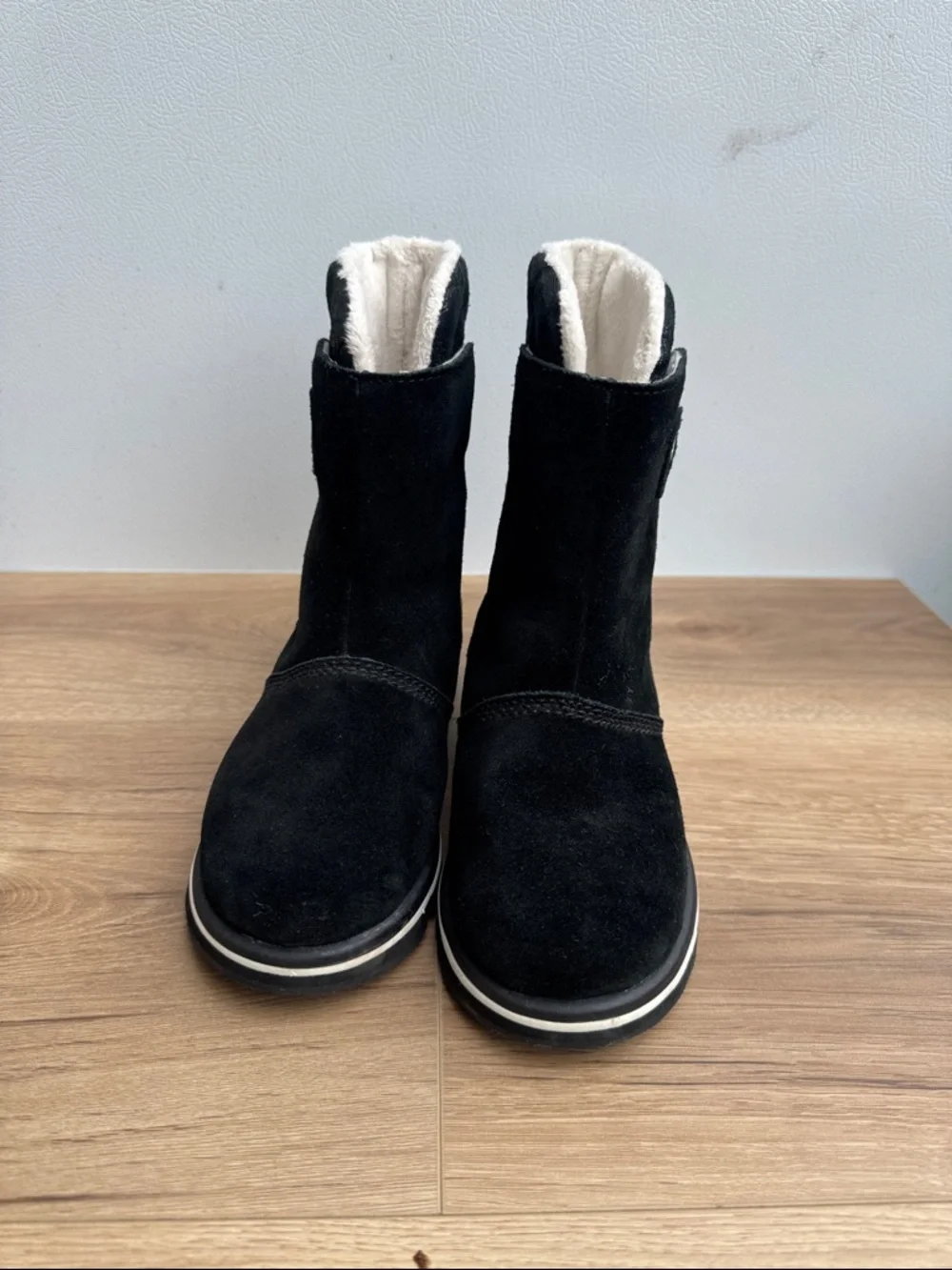 Sorel Black Suede Shearling-Trim Winter Boot